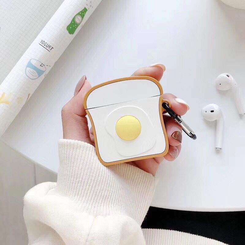 Breakfast Buddy: Bread and Egg Silicone AirPods Case