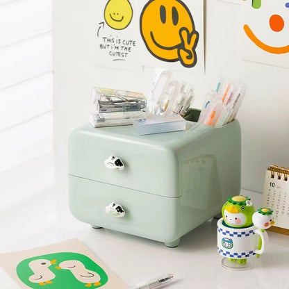 Sweet Storage: Creamy Drawer Pen Holder with Multi-Function Charm