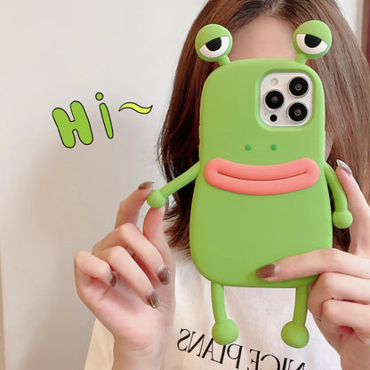 Hoppy Protector: 3D Frog Silicone Phone Case