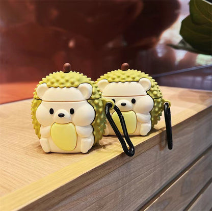 Durian Delight: Hedgehog Bear AirPods Protective Cover