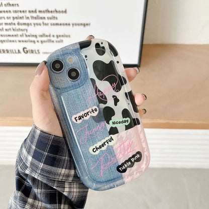 Chic Moo Patchwork: Playful Oval Phone Case