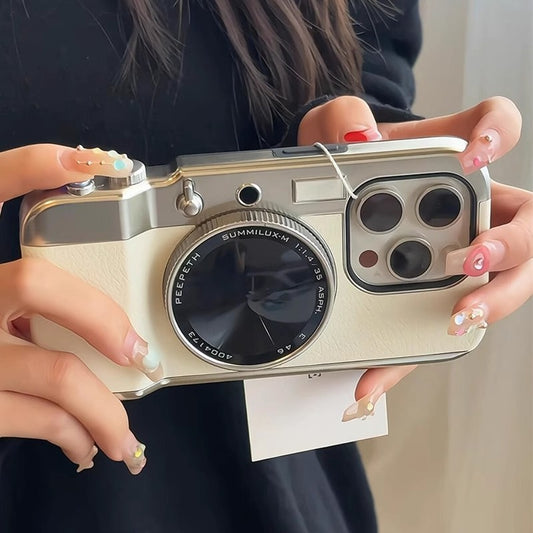 Vintage Lens: Magnetic Stereo Camera Phone Case with Bluetooth Pairing