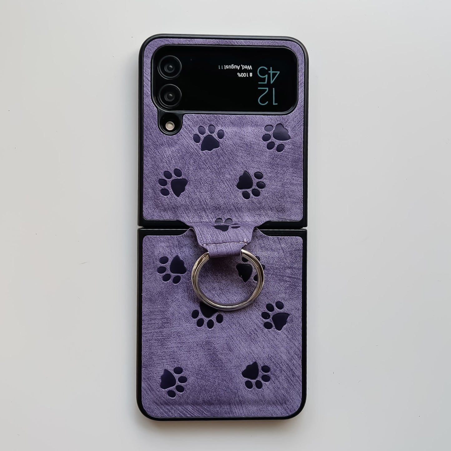 Pawfect Protection: Paw Frosted Ring Folding Phone Case for Samsung Z Flip