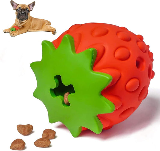 Cute And Tough Strawberry Dog Chew Toy For Aggressive Chewers Satisfies Chewing Playing And Feeding Needs With IQ Training Functionality