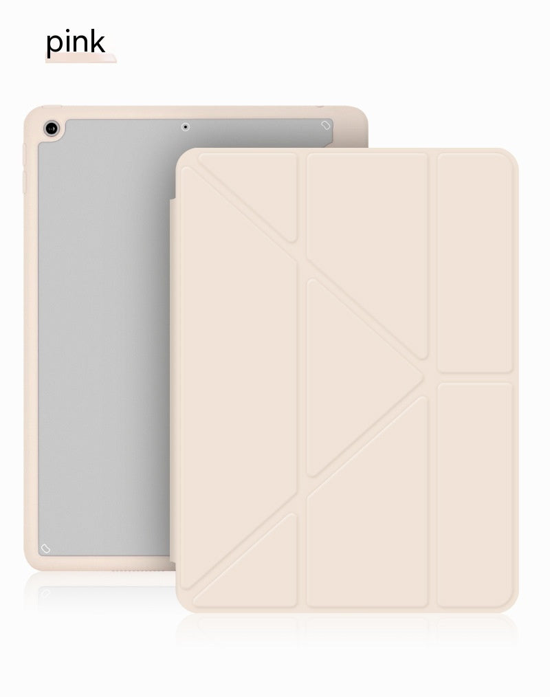 Fold Guard: Acrylic Y-Folding Soft Leather Case with Pen Slot for iPad