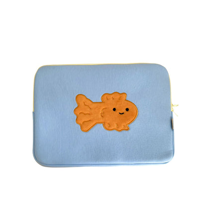 Stitched Smiles: Whimsical Embroidered Cartoon Laptop & iPad Case