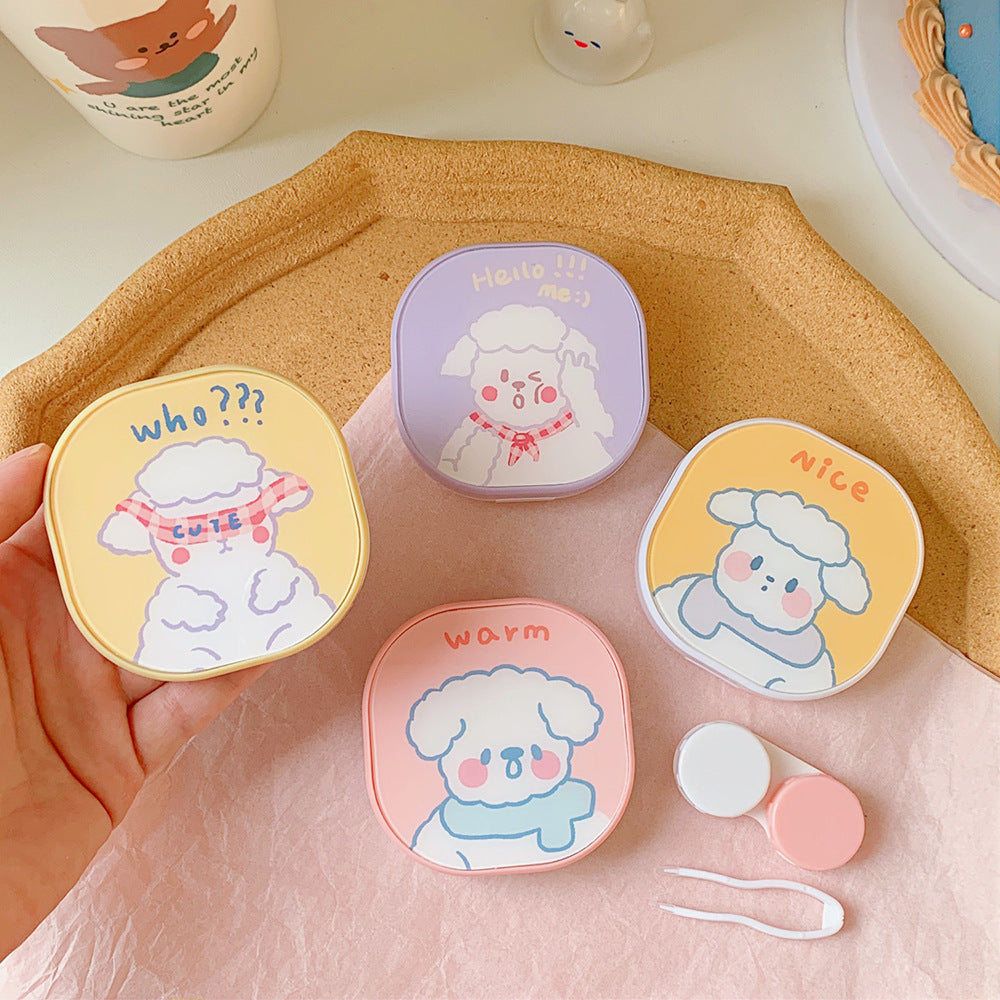 Charming Reflections: Cute Mirror-Included Contact Lens Case