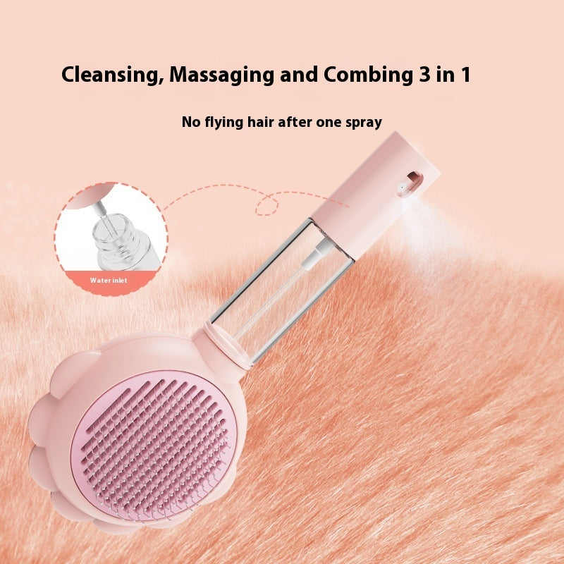 Clean & Spray: 2-in-1 Self-Cleaning Dog Brush with Hair Removal Comb and Spray