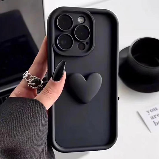 Midnight Love: 3D Black Heart Phone Case