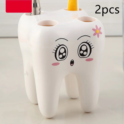 Toothy Grin: Cartoon Tooth-Shaped Toothbrush Holder