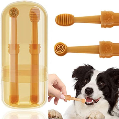 360° Clean lite: Silicone Pet Toothbrush Kit for Cats and Dogs with Storage Cup