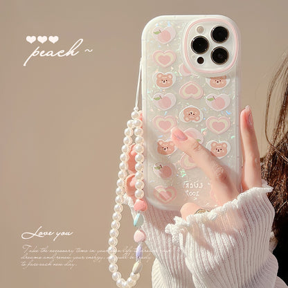 Peachy Keen Bear: Pearl Chain Phone Case