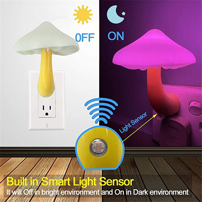 Mushroom Magic: LED Wall Socket Sensor Night Light