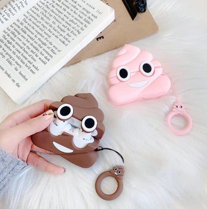 Playful Poop Emoji: Soft Silicone AirPods Cover