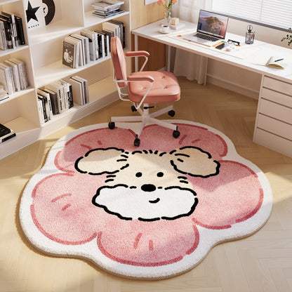 Whimsical Wheel: Cartoon Circular Bedroom Carpet