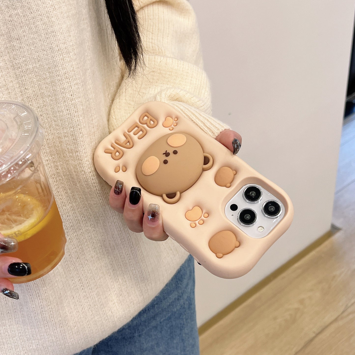 Un-bear-ably Cute: Adorable Silicone Phone Case with Bear Stand