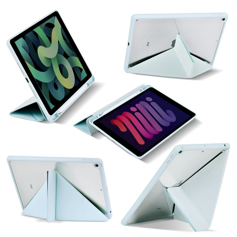 Fold Guard: Acrylic Y-Folding Soft Leather Case with Pen Slot for iPad