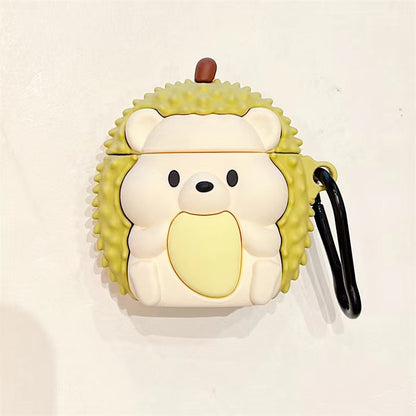 Durian Delight: Hedgehog Bear AirPods Protective Cover