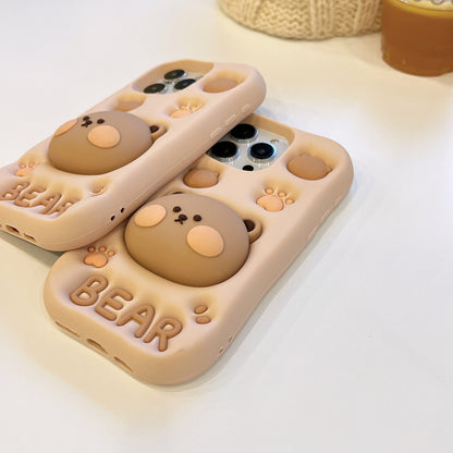 Un-bear-ably Cute: Adorable Silicone Phone Case with Bear Stand