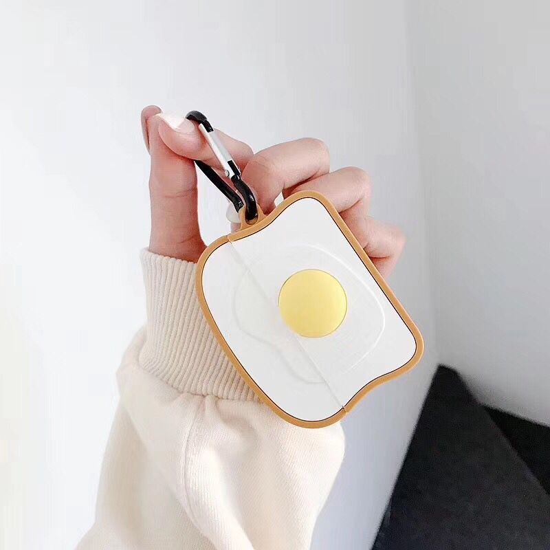 Breakfast Buddy: Bread and Egg Silicone AirPods Case