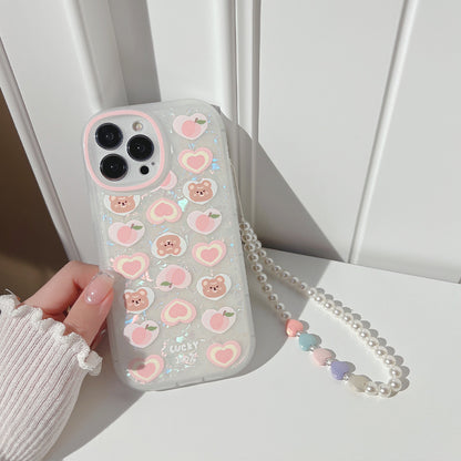 Peachy Keen Bear: Pearl Chain Phone Case