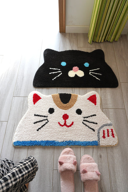 Feline Softness: Cute Cartoon Cat Puppy Semicircle Floor Mat