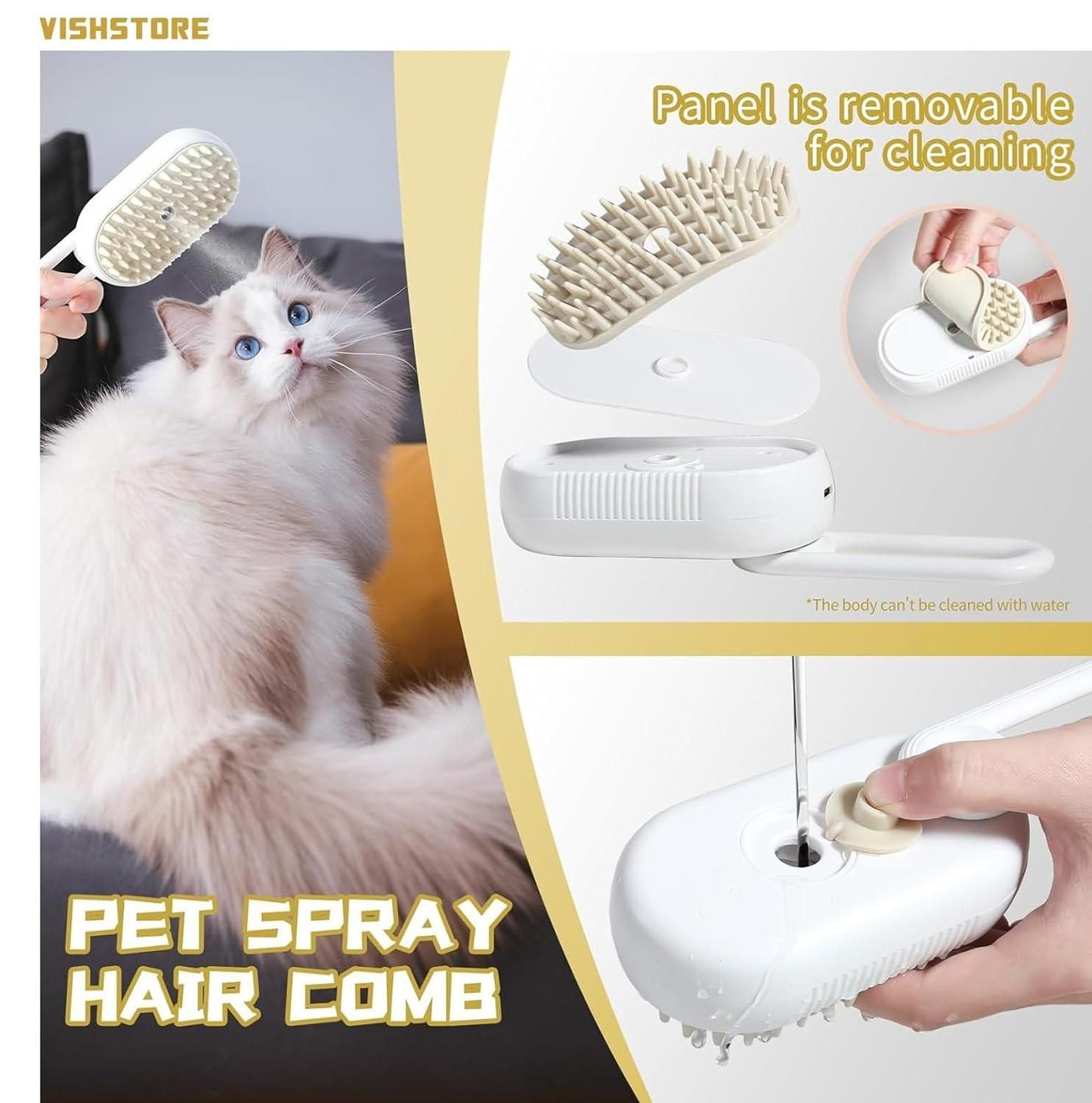 Fur Fresh: Steam Brush for Dog and Cat Grooming