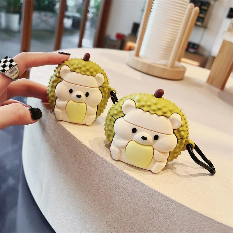 Durian Delight: Hedgehog Bear AirPods Protective Cover