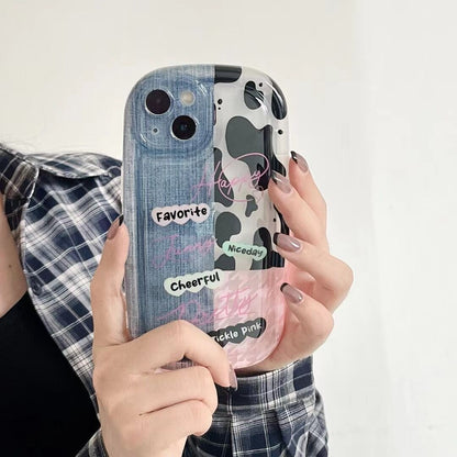 Chic Moo Patchwork: Playful Oval Phone Case