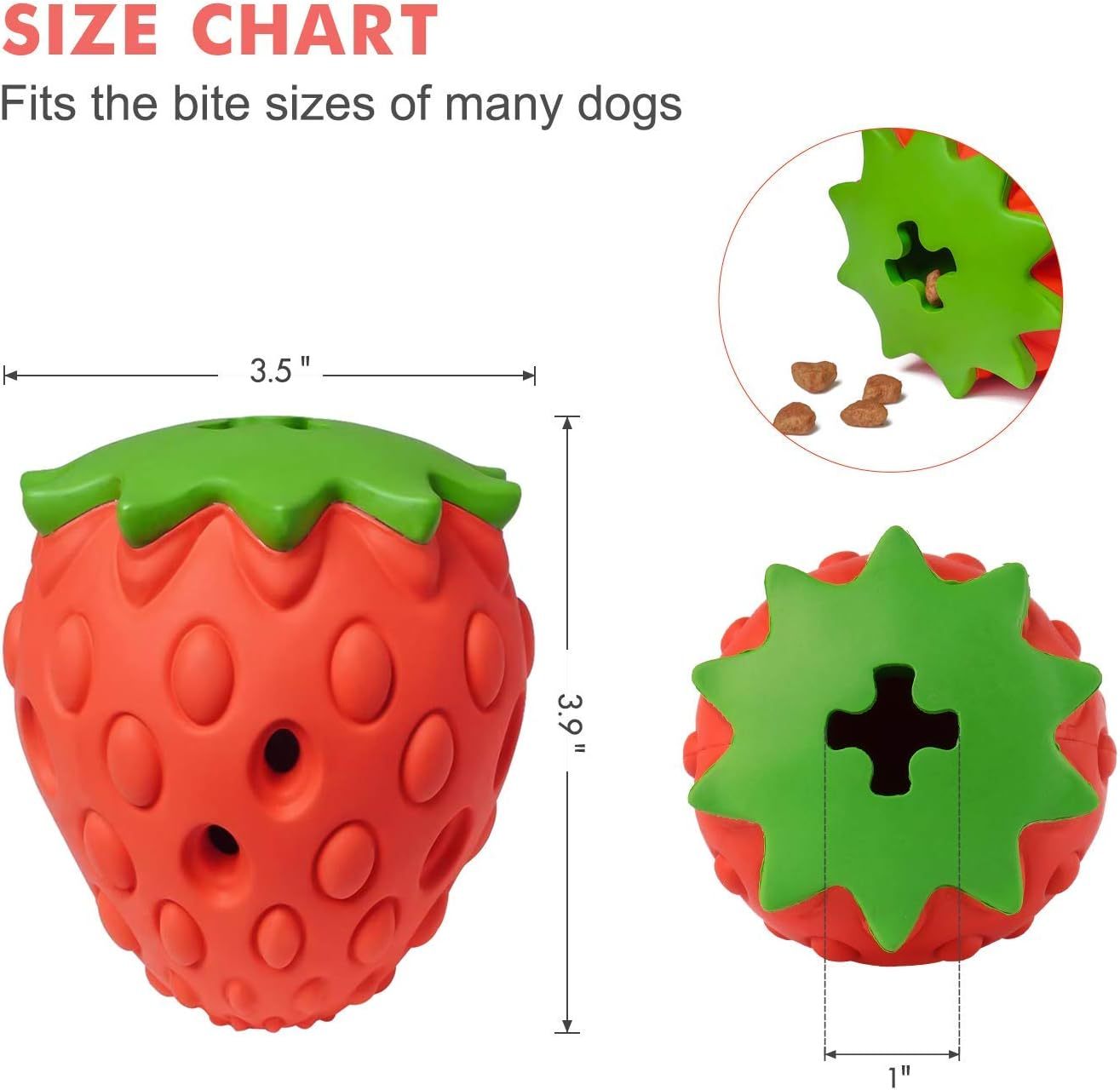 Cute And Tough Strawberry Dog Chew Toy For Aggressive Chewers Satisfies Chewing Playing And Feeding Needs With IQ Training Functionality