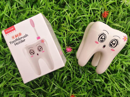 Toothy Grin: Cartoon Tooth-Shaped Toothbrush Holder