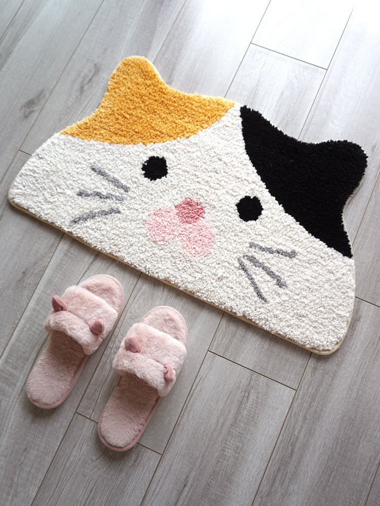 Feline Softness: Cute Cartoon Cat Puppy Semicircle Floor Mat