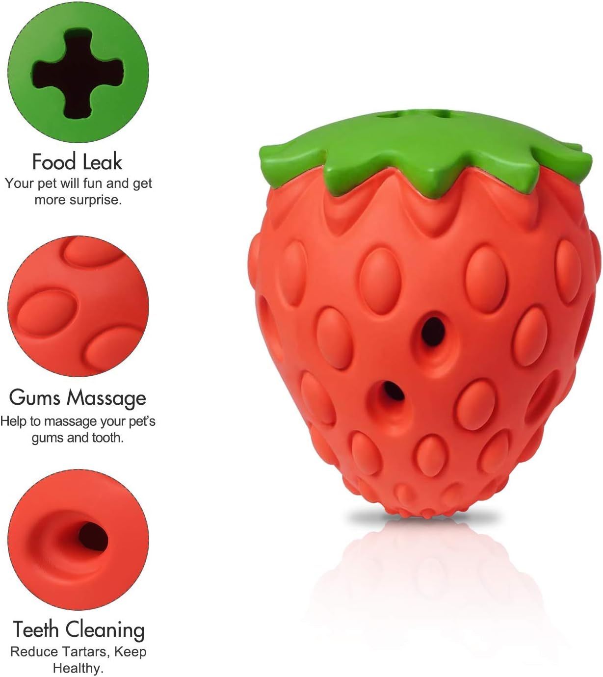 Cute And Tough Strawberry Dog Chew Toy For Aggressive Chewers Satisfies Chewing Playing And Feeding Needs With IQ Training Functionality