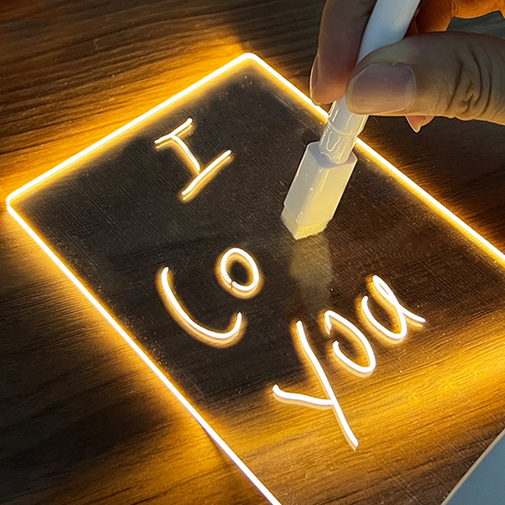 Memo Glow: Creative Note Board LED Night Light with USB Message Board and Pen