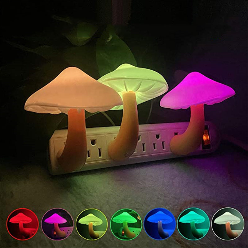 Mushroom Magic: LED Wall Socket Sensor Night Light