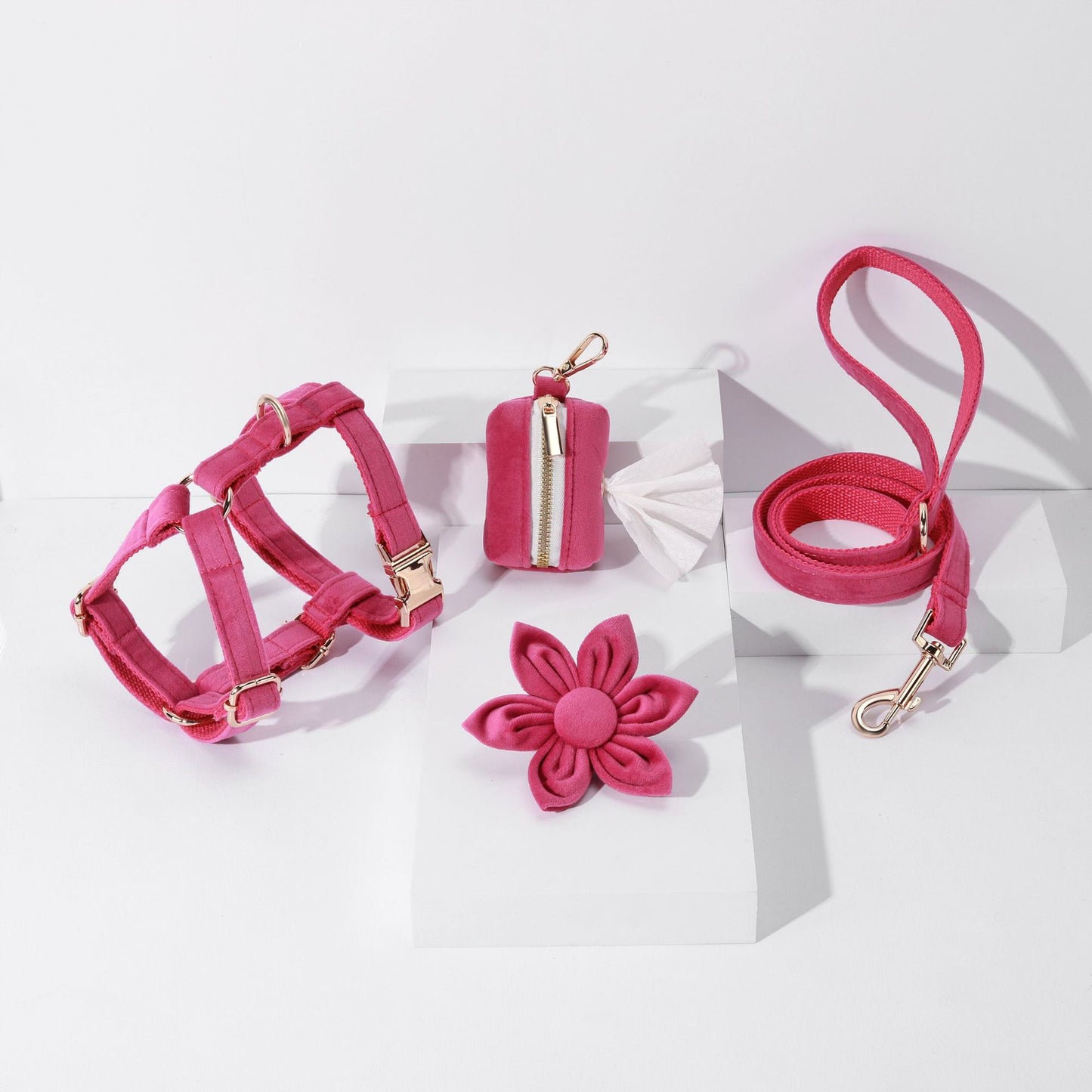 Style Paws: Rose Pink Fashion Personality Pet Collar with Flower Design