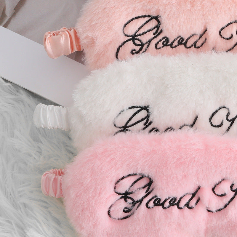 Snuggly Script: Plush Embroidered Lettered Sleep Mask