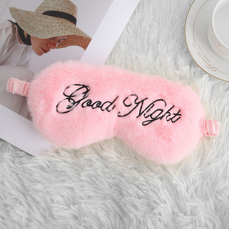 Snuggly Script: Plush Embroidered Lettered Sleep Mask