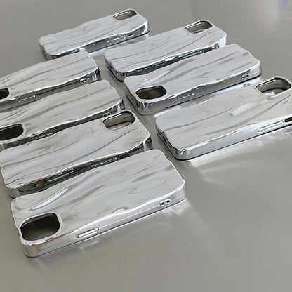 Silver Splash: Electroplating Water Ripple Phone Case with Soft Protective Cover