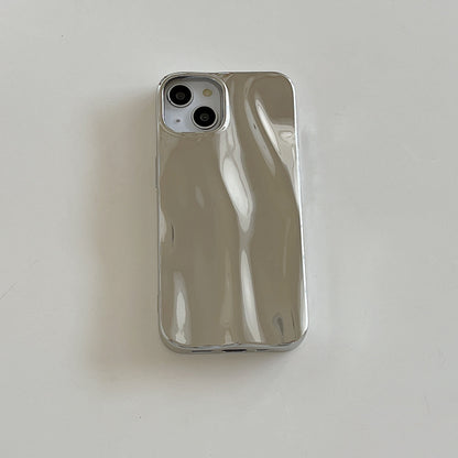 Silver Splash: Electroplating Water Ripple Phone Case with Soft Protective Cover