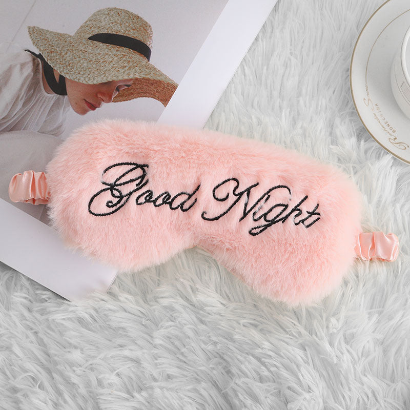 Snuggly Script: Plush Embroidered Lettered Sleep Mask