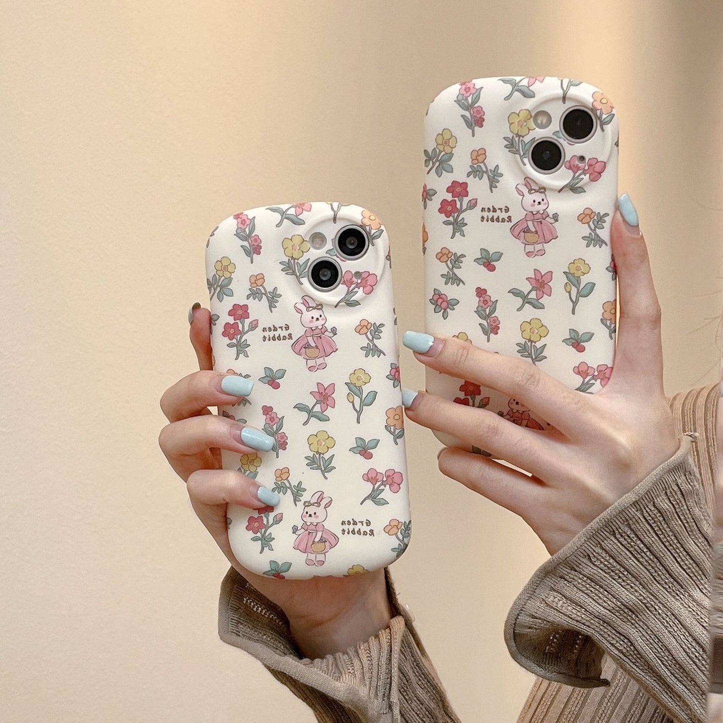 Garden Bunny: Floral Matte Phone Case with Soft Skin Feel