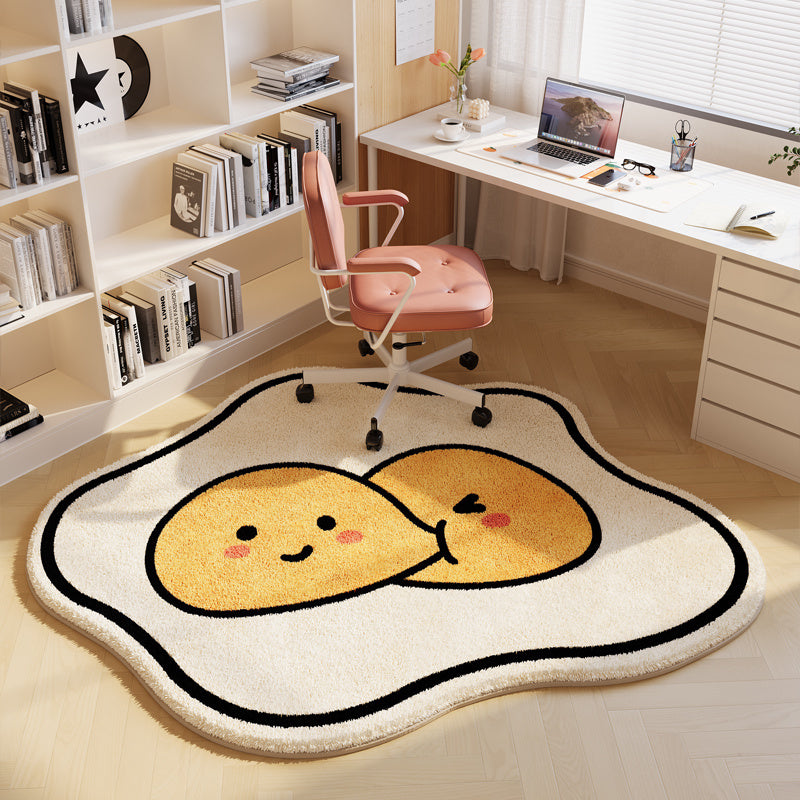 Whimsical Wheel: Cartoon Circular Bedroom Carpet