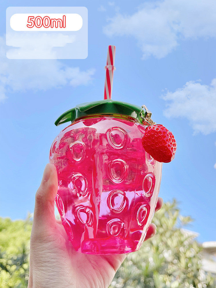 Berry Sip: 500ml Kawaii Strawberry Water Bottle