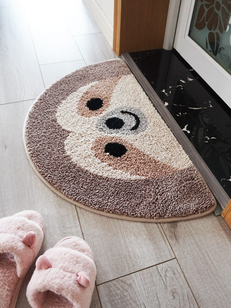 Feline Softness: Cute Cartoon Cat Puppy Semicircle Floor Mat