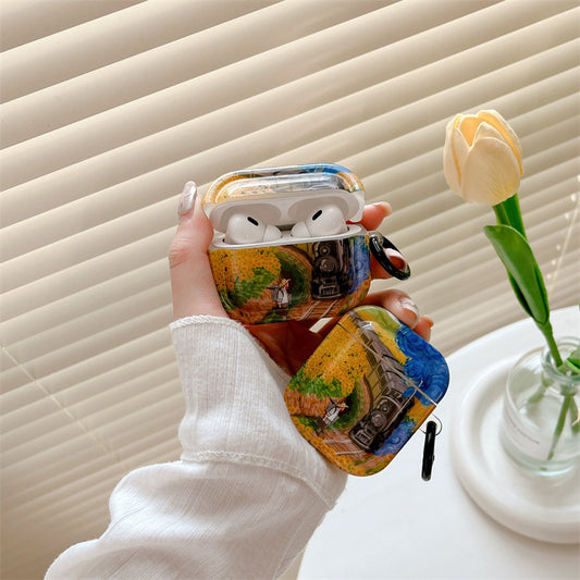 Sunflower Serenity: Van Gogh-Inspired Bluetooth Earplug Protective Case