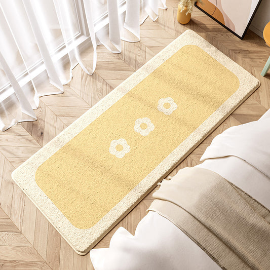 Snug Strip: Charming Bedside Rug for Cozy Bedrooms