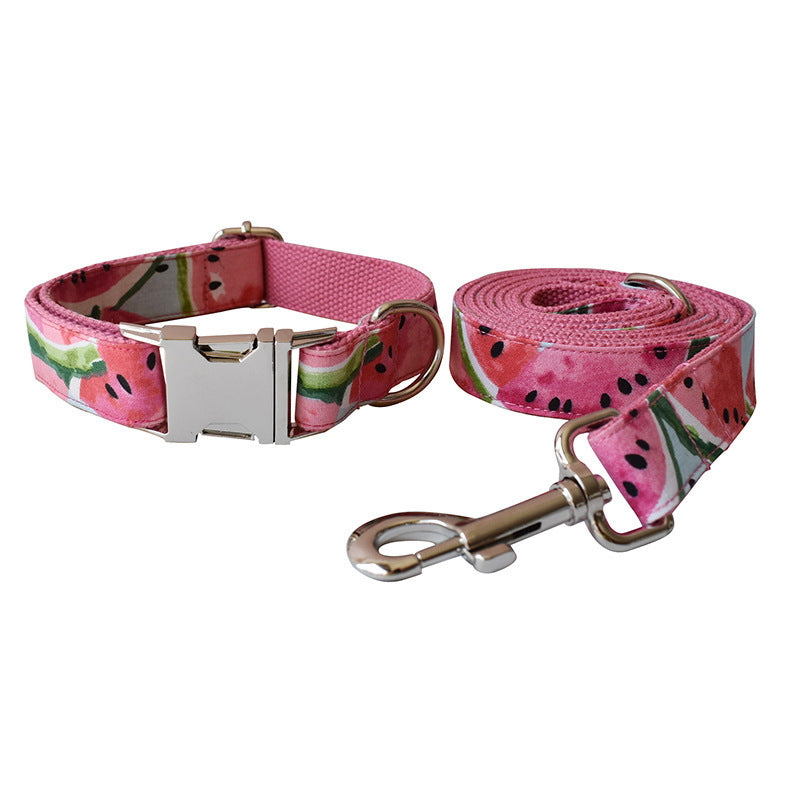 Melon Tails: Watermelon Print Cute Dog Collar and Leash