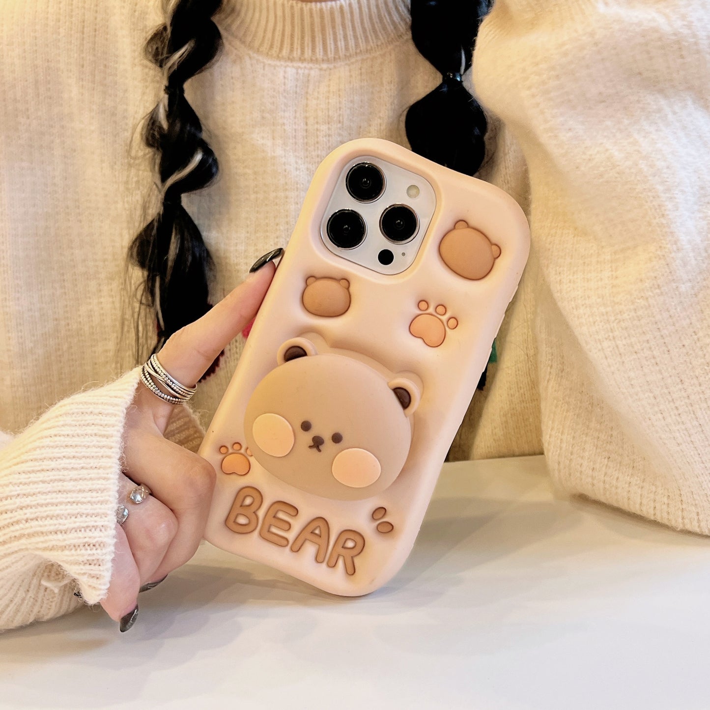 Un-bear-ably Cute: Adorable Silicone Phone Case with Bear Stand