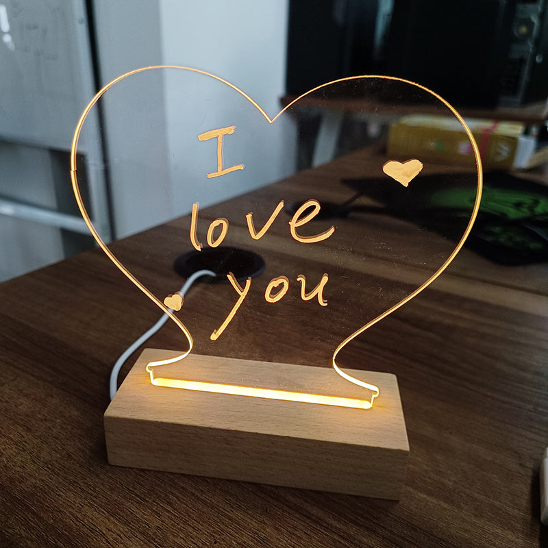 Memo Glow: Creative Note Board LED Night Light with USB Message Board and Pen